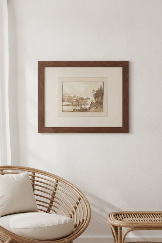 Landscape with Fishing Boats — framed art in a styled interior