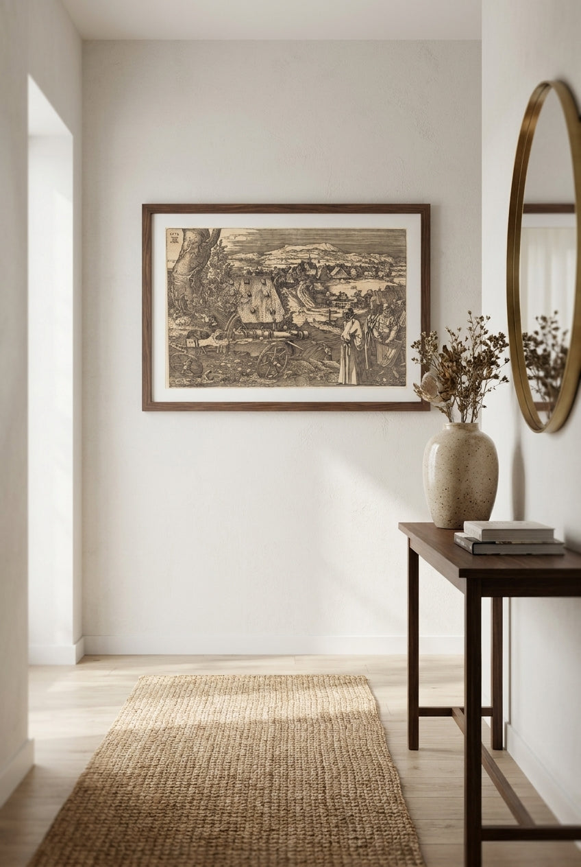 Landscape with the Cannon — framed art in a styled interior