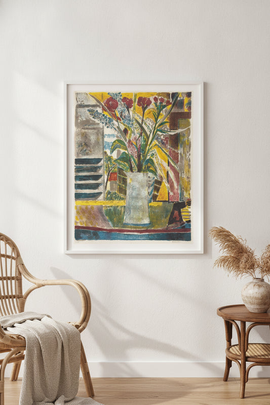 Pitcher of Flowers — framed art in a styled interior