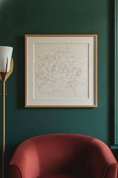 Flowers I (Title Page) — framed art in a styled interior