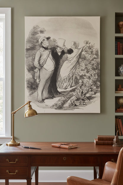 Allons bon!... voila que'elle me cueille une rose... — framed art in a styled interior