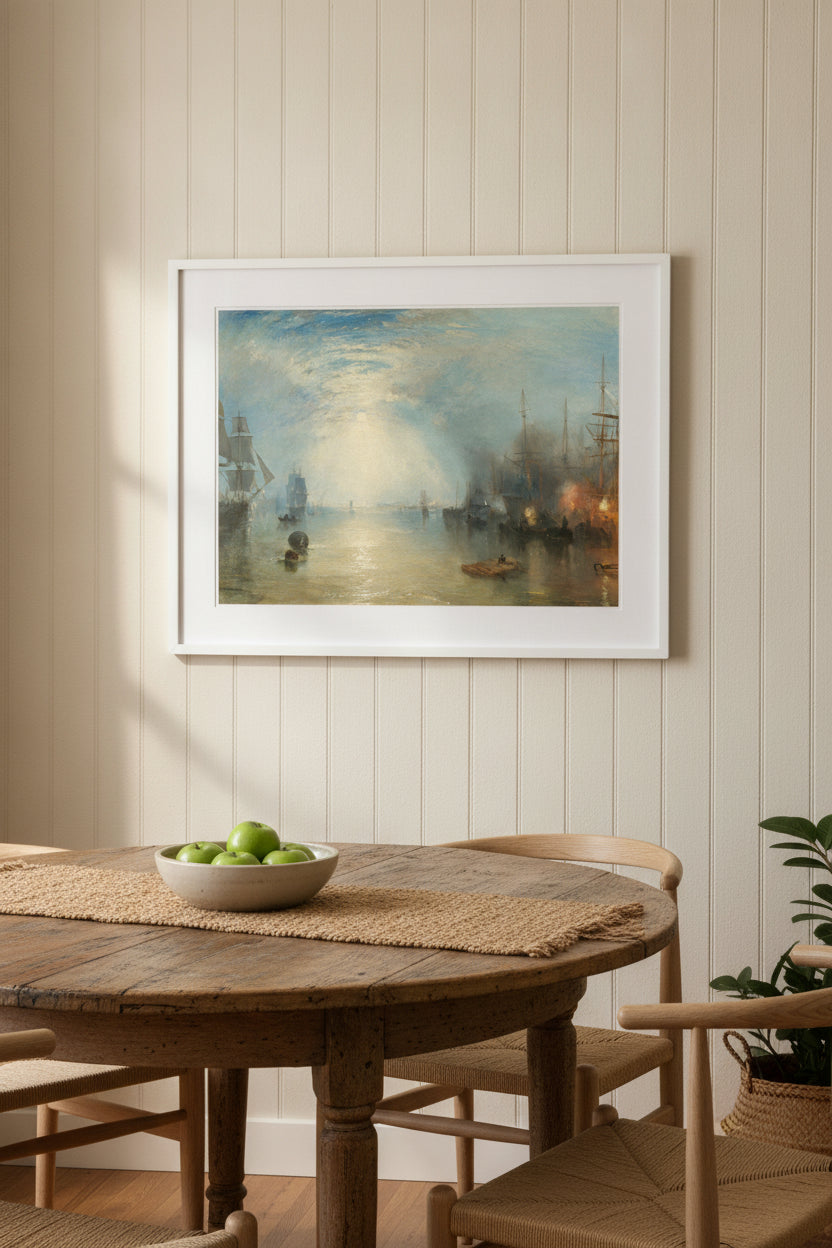 Keelmen Heaving in Coals by Moonlight — framed art in a styled interior