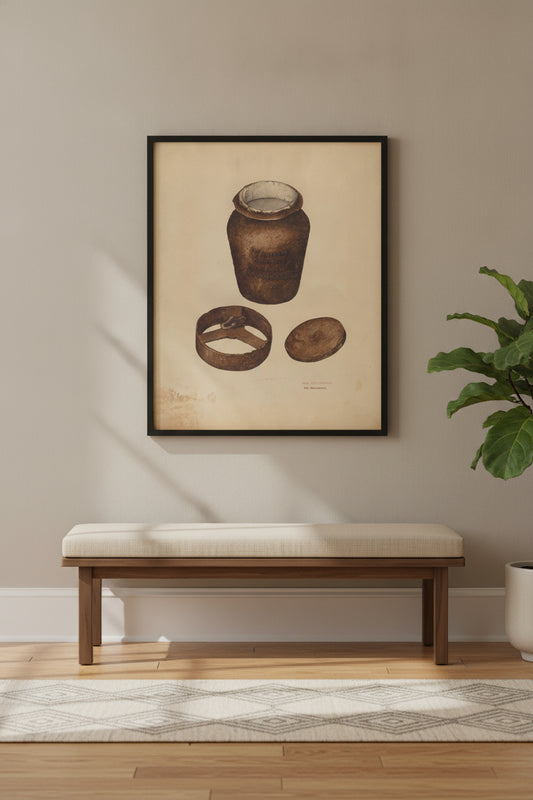 Cast Iron Fruit Jar — framed art in a styled interior
