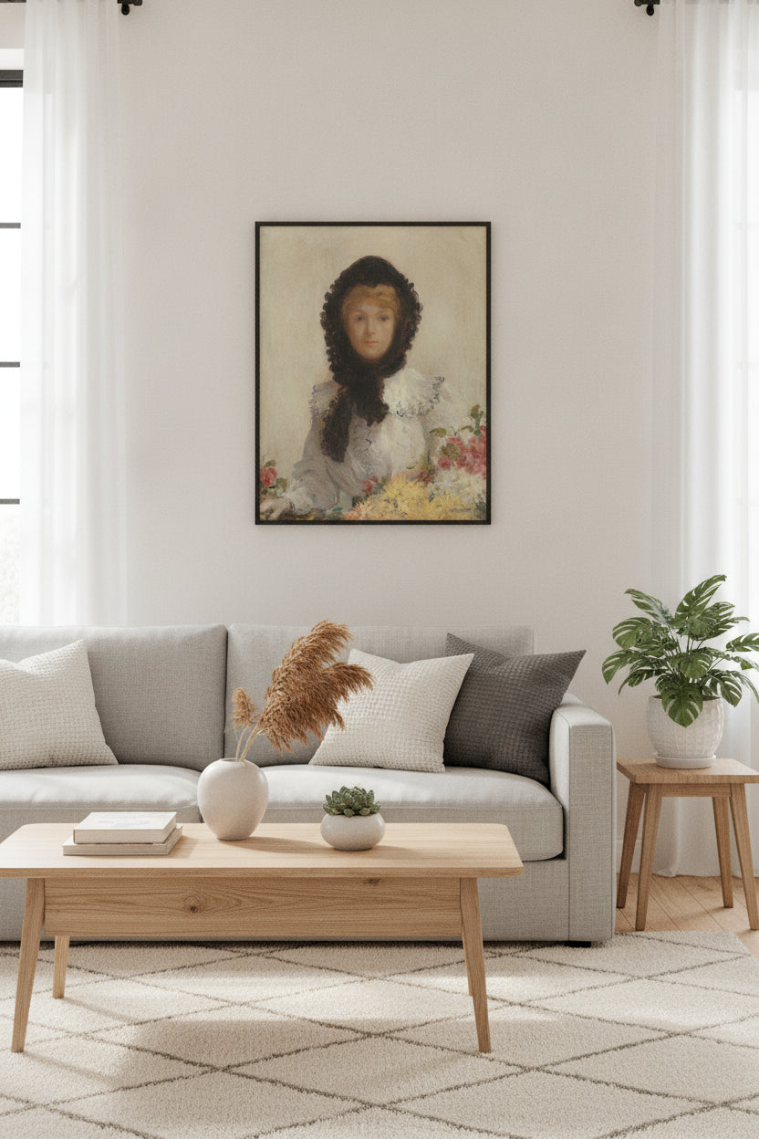 The Flower Vendor — framed art in a styled interior