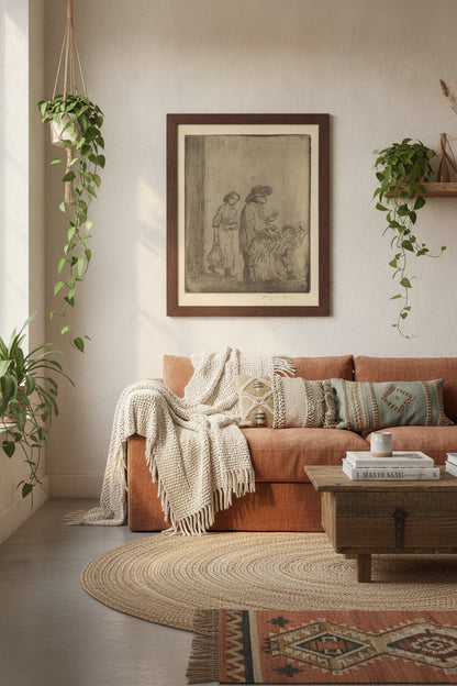 Fruit Sellers - B — framed art in a styled interior