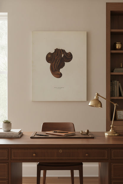 Ornamental Iron Leaf — framed art in a styled interior