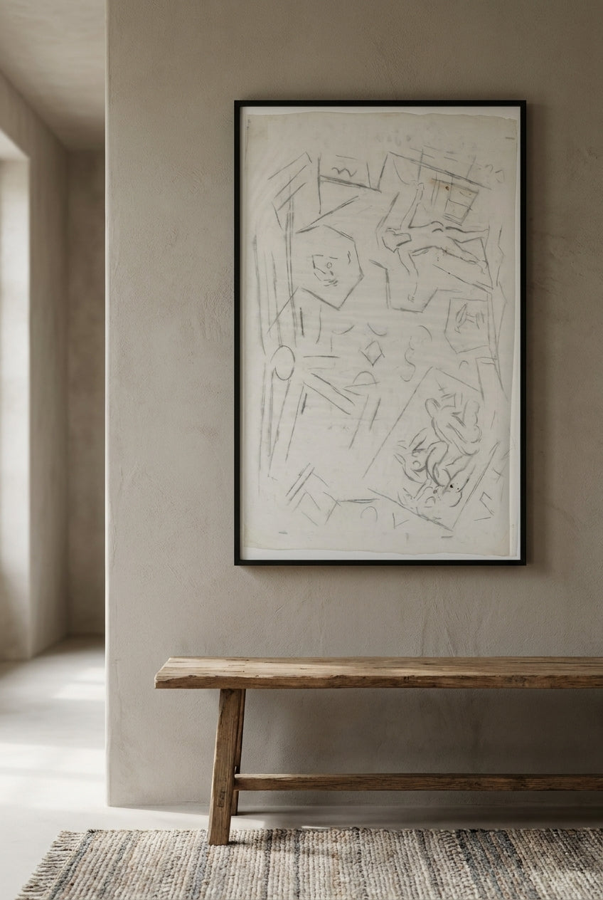 Seascape with Four Figures — framed art in a styled interior