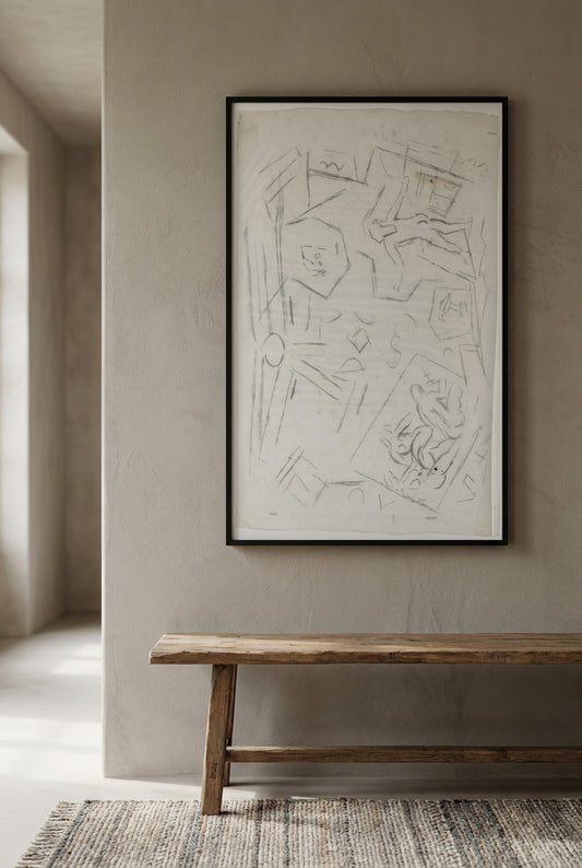 Seascape with Four Figures — framed art in a styled interior