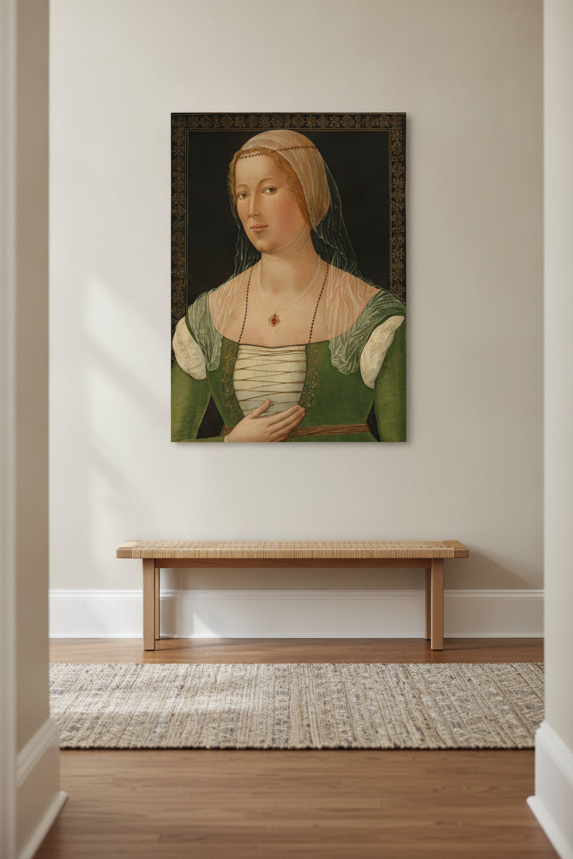 Portrait of a Young Woman — framed art in a styled interior