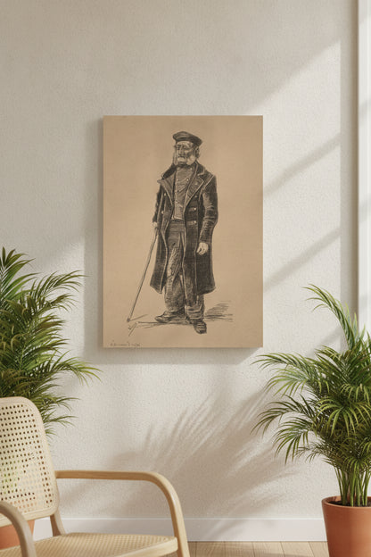Orphan Man, Standing — framed art in a styled interior