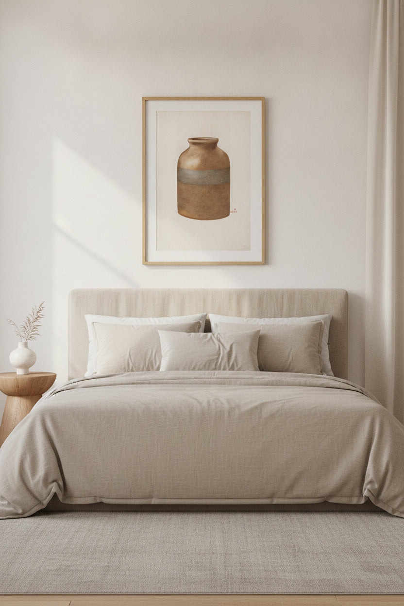 Stone Fruit Jar — framed art in a styled interior