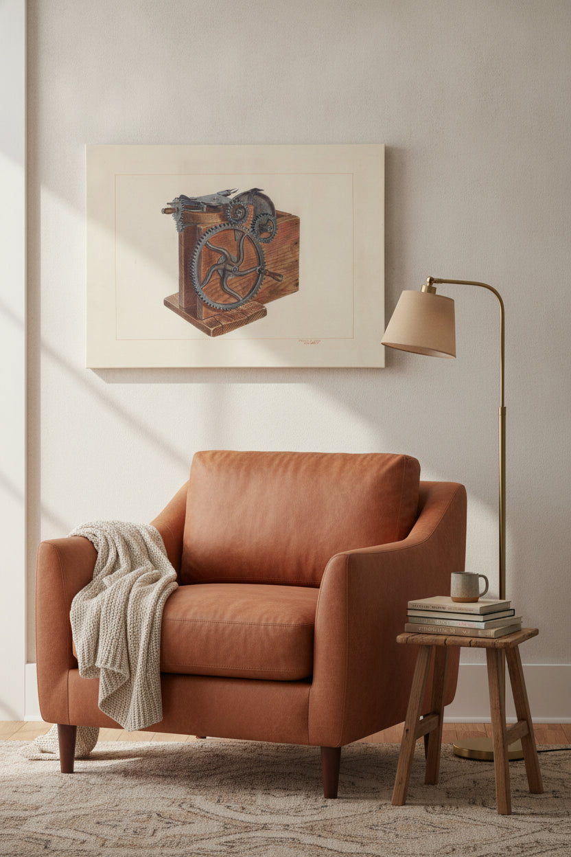Fruit Slicer — framed art in a styled interior