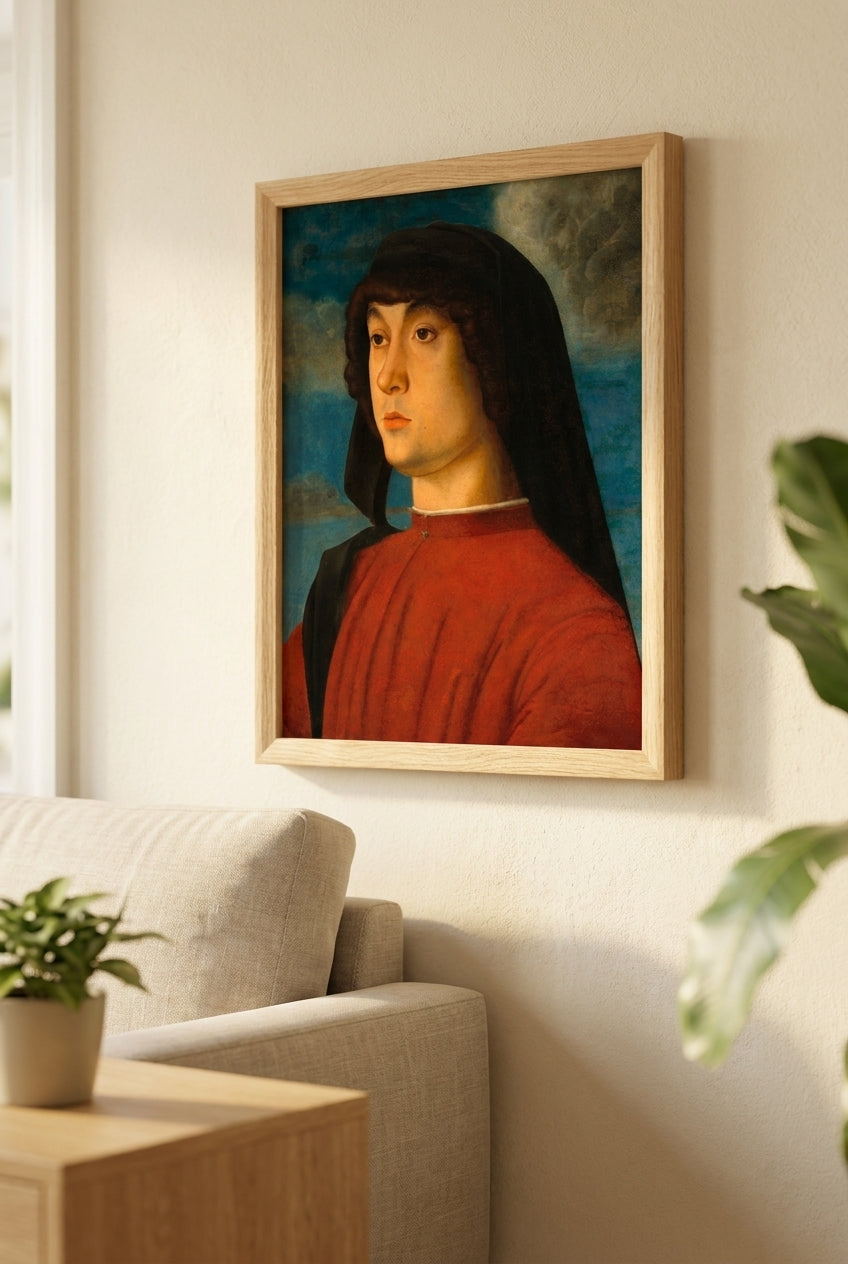 Portrait of a Young Man in Red — framed art in a styled interior
