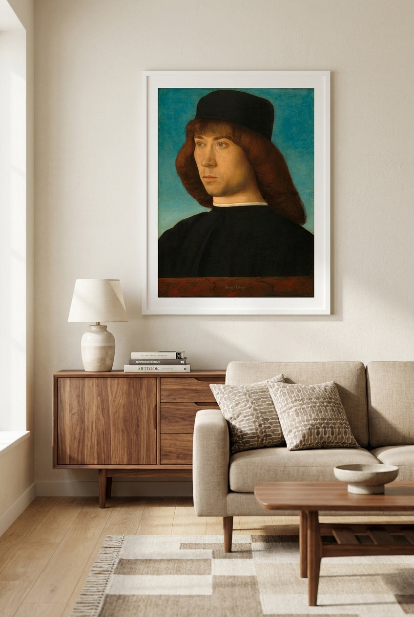 Portrait of a Young Man — framed art in a styled interior