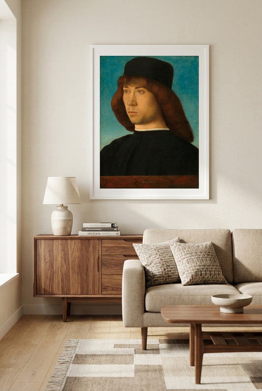 Portrait of a Young Man — framed art in a styled interior