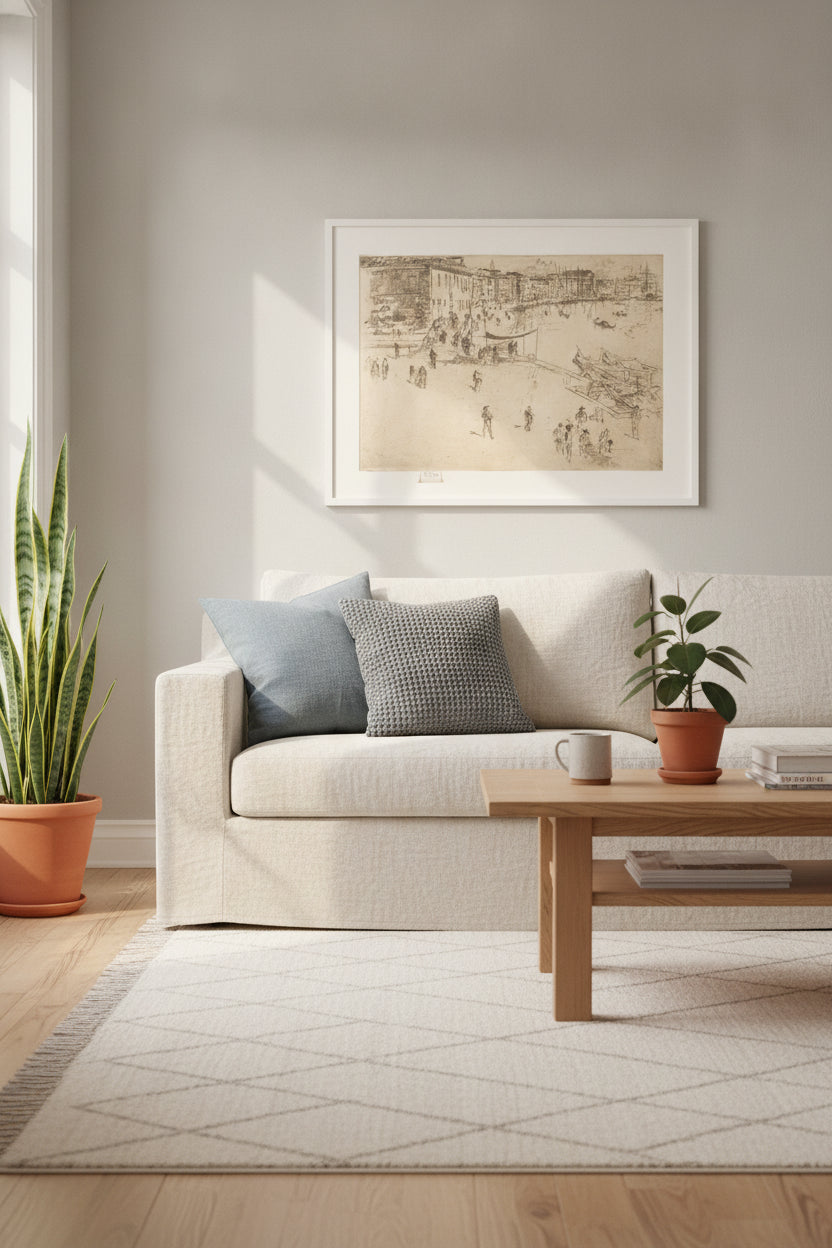The Riva, No.II — framed art in a styled interior
