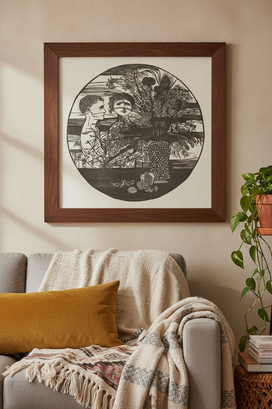 Children and Still Life — framed art in a styled interior