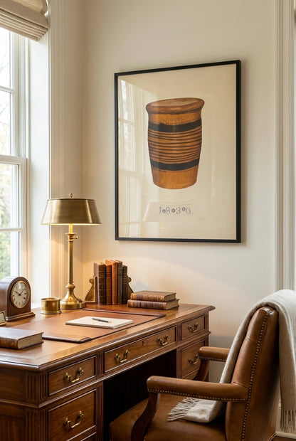 Zoar Flower Pot — framed art in a styled interior