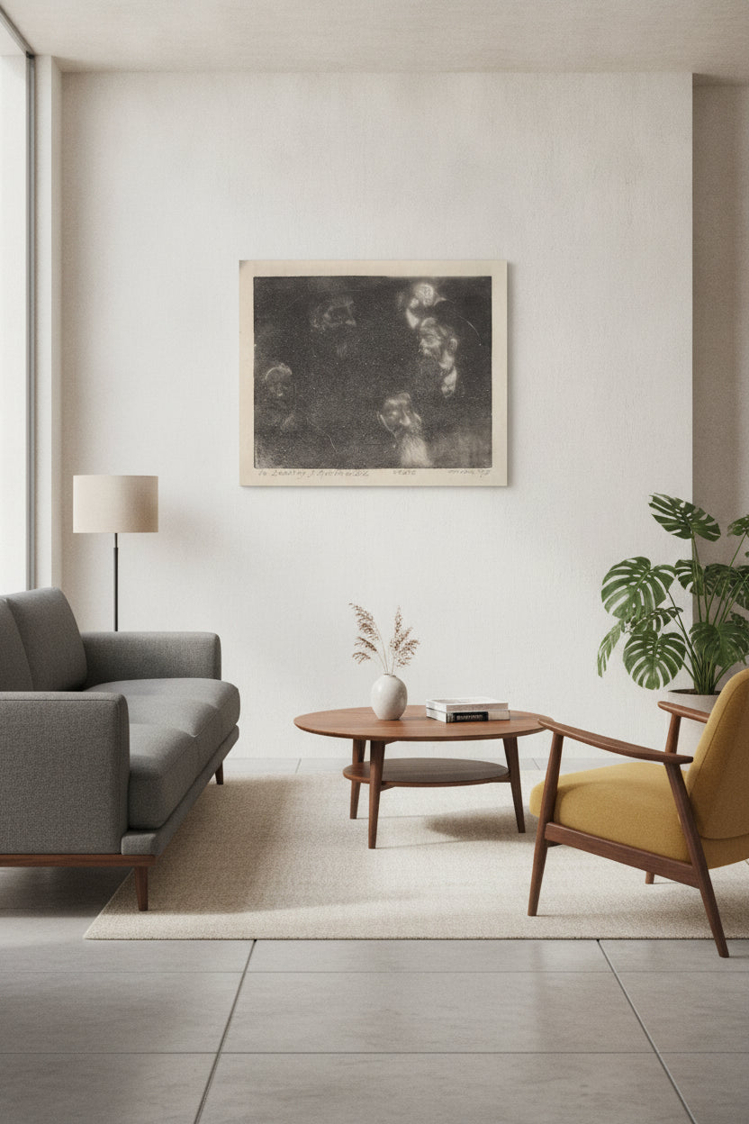 To Lessing J. Rosenwald — framed art in a styled interior