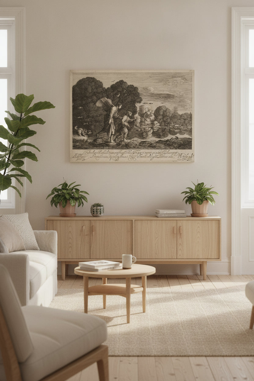 Tobias and the Angel (The Little Tobias) — framed art in a styled interior