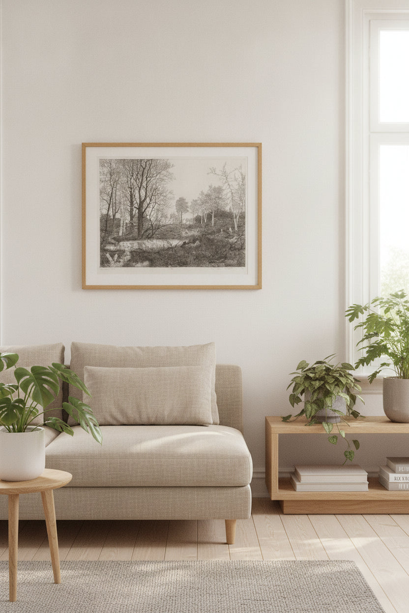 Downriver Plant — framed art in a styled interior