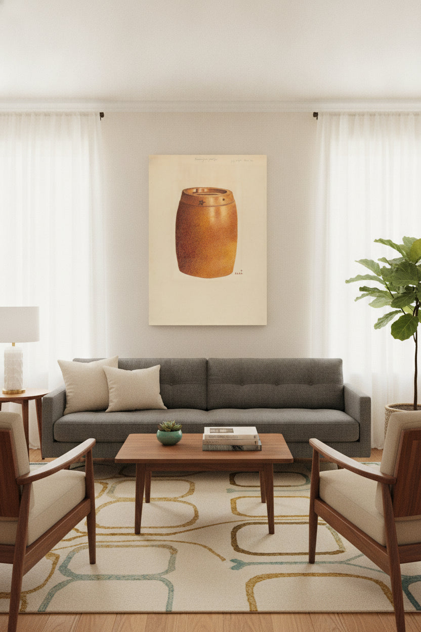 Stone Fruit Jar with Star — framed art in a styled interior