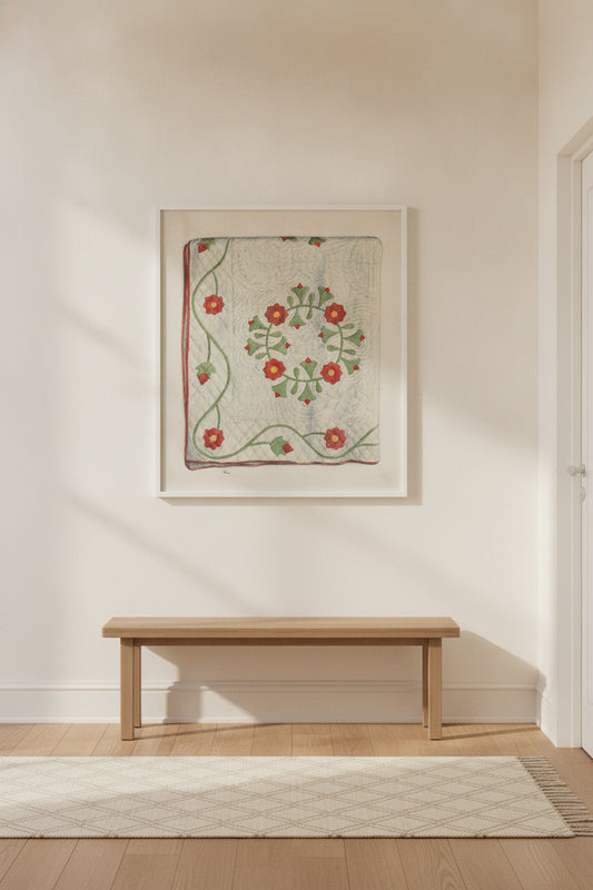 Quilt - Circle with Tulips — framed art in a styled interior