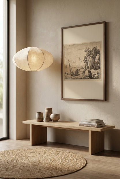 Seascape with Three Figures to the Right — framed art in a styled interior