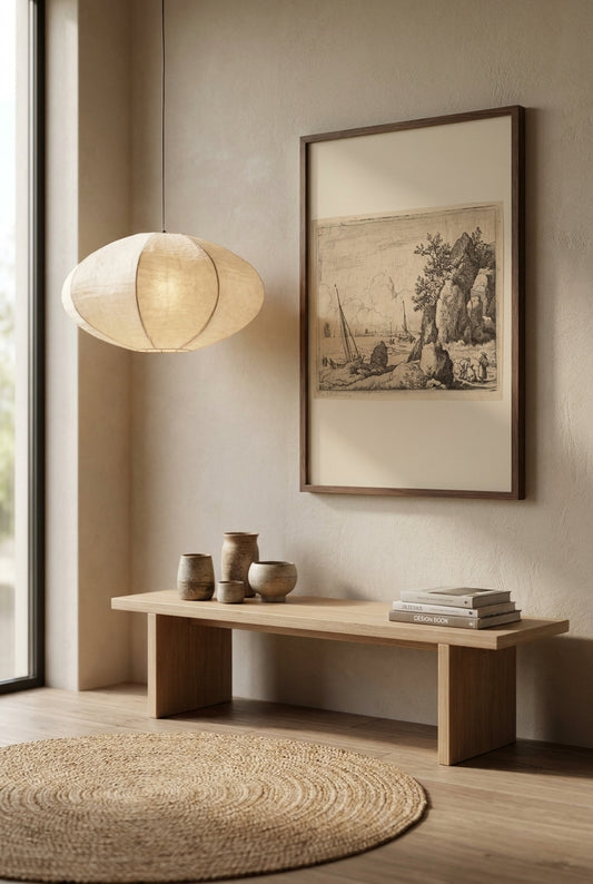 Seascape with Three Figures to the Right — framed art in a styled interior