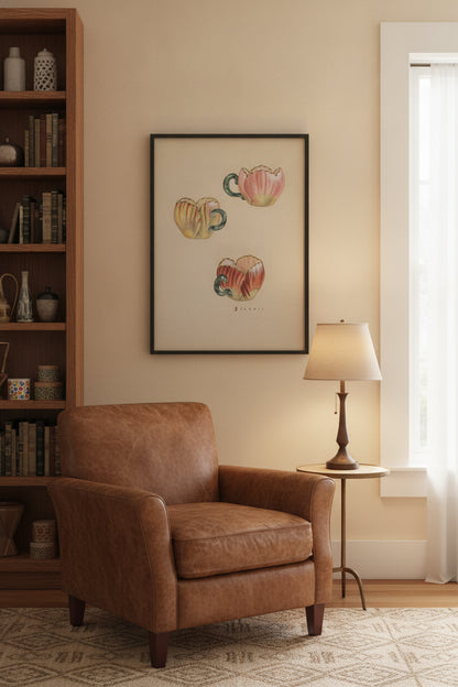 Tulip Cups — framed art in a styled interior
