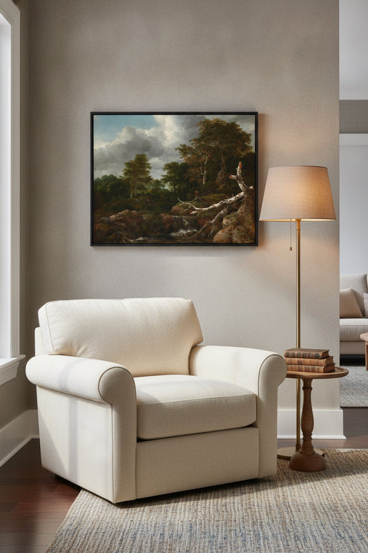 Forest Scene — framed art in a styled interior