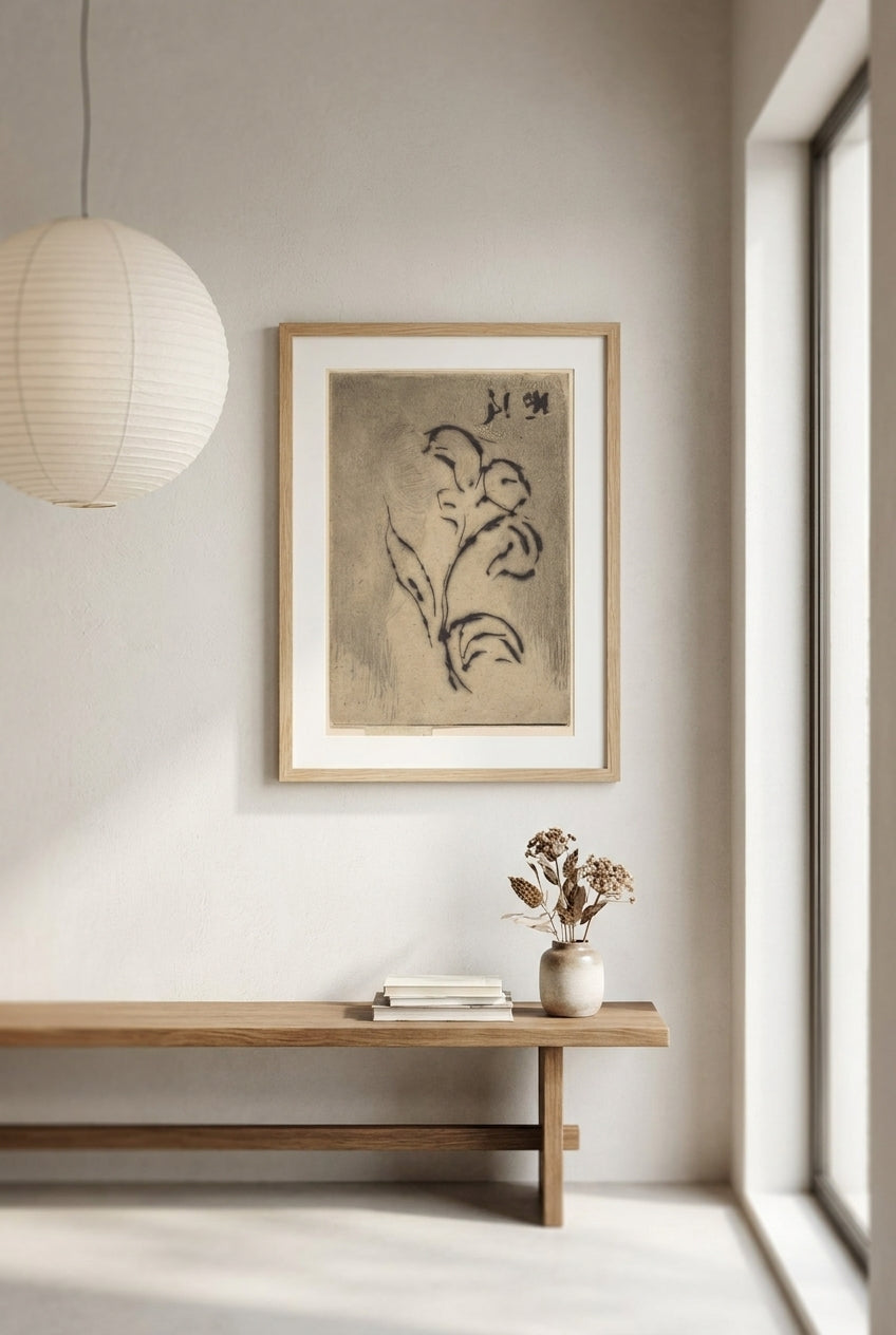 Jeanette, June 1887 / Flower — framed art in a styled interior