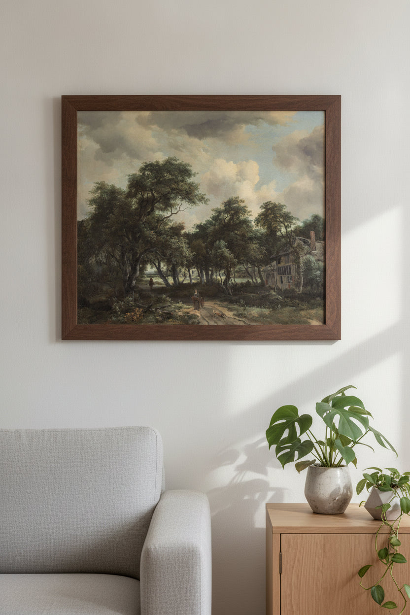 Hut among Trees — framed art in a styled interior