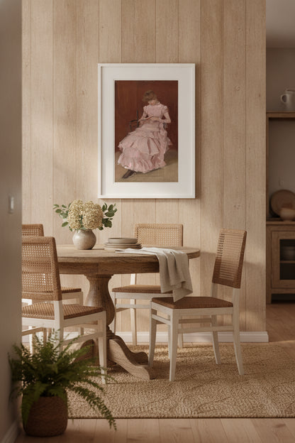 Peach Blossom — framed art in a styled interior