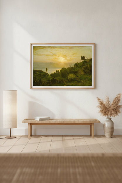 Lake Albano, Sunset — framed art in a styled interior
