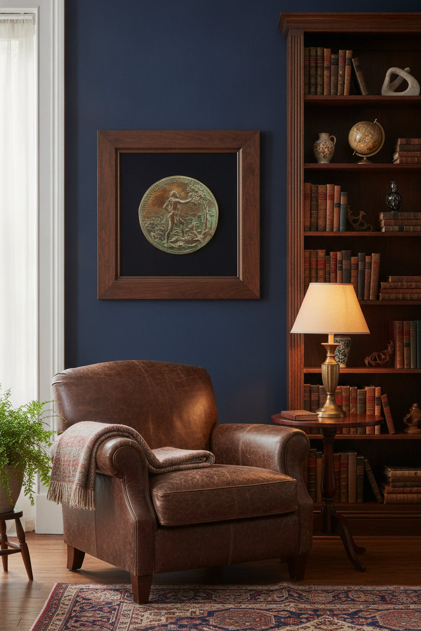 Fernando as Hercules Plucking the Apples of the Hesperides [reverse] — framed art in a styled interior