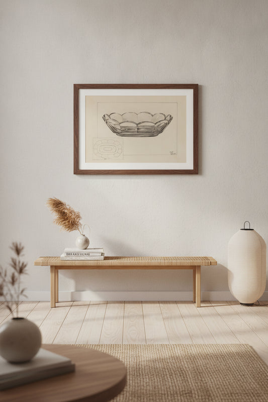 Fruit Dish — framed art in a styled interior