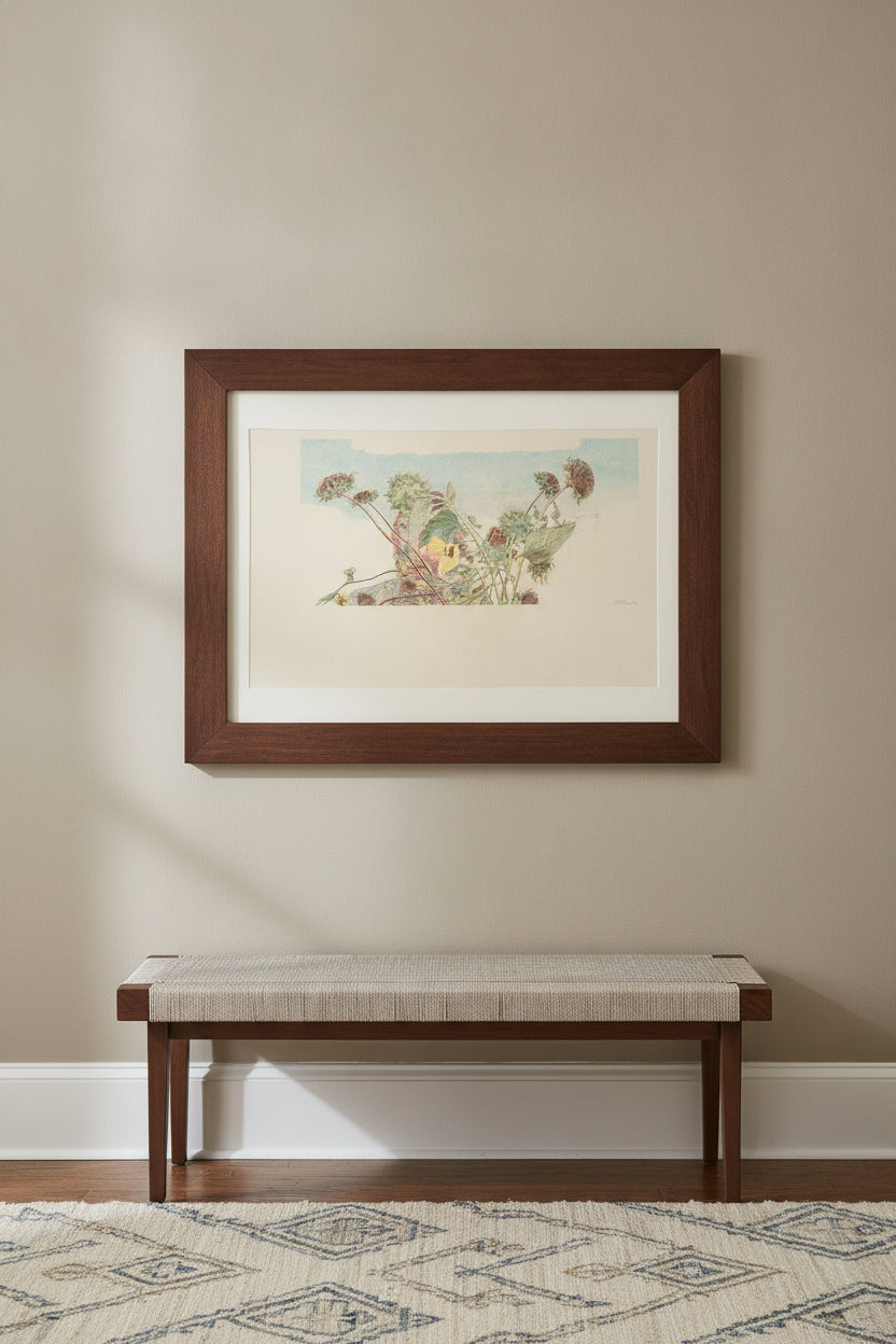 Self-Portrait with Flowers — framed art in a styled interior