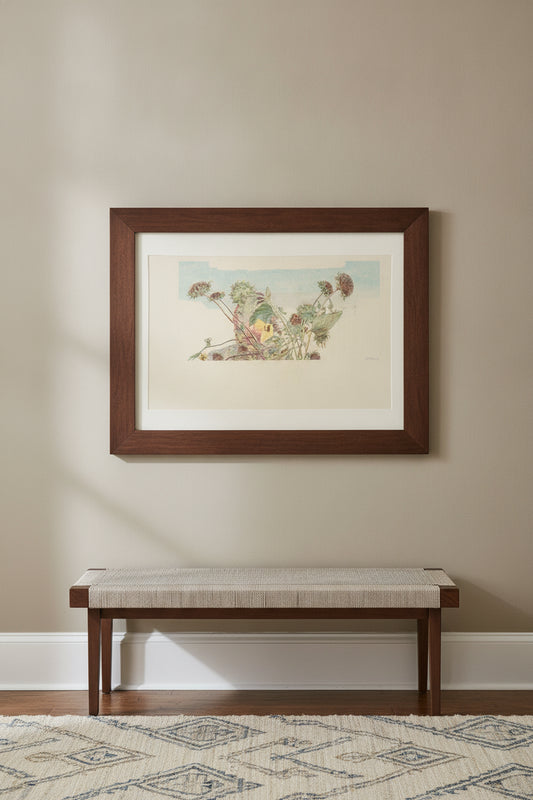 Self-Portrait with Flowers — framed art in a styled interior