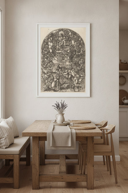 Saint John Summoned to Heaven — framed art in a styled interior