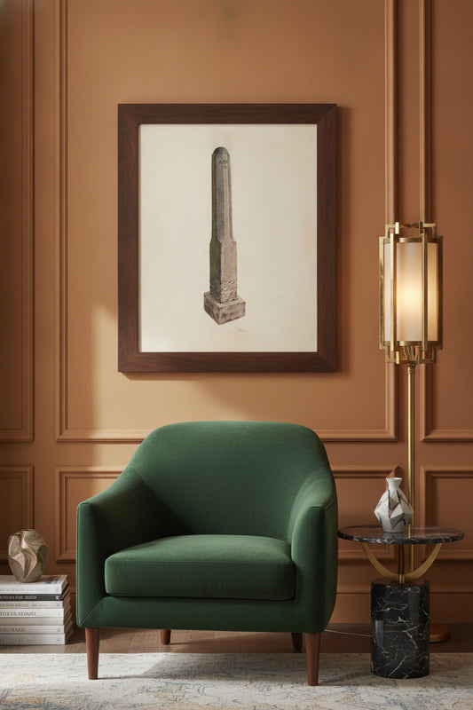Plantation Boundary Marker — framed art in a styled interior