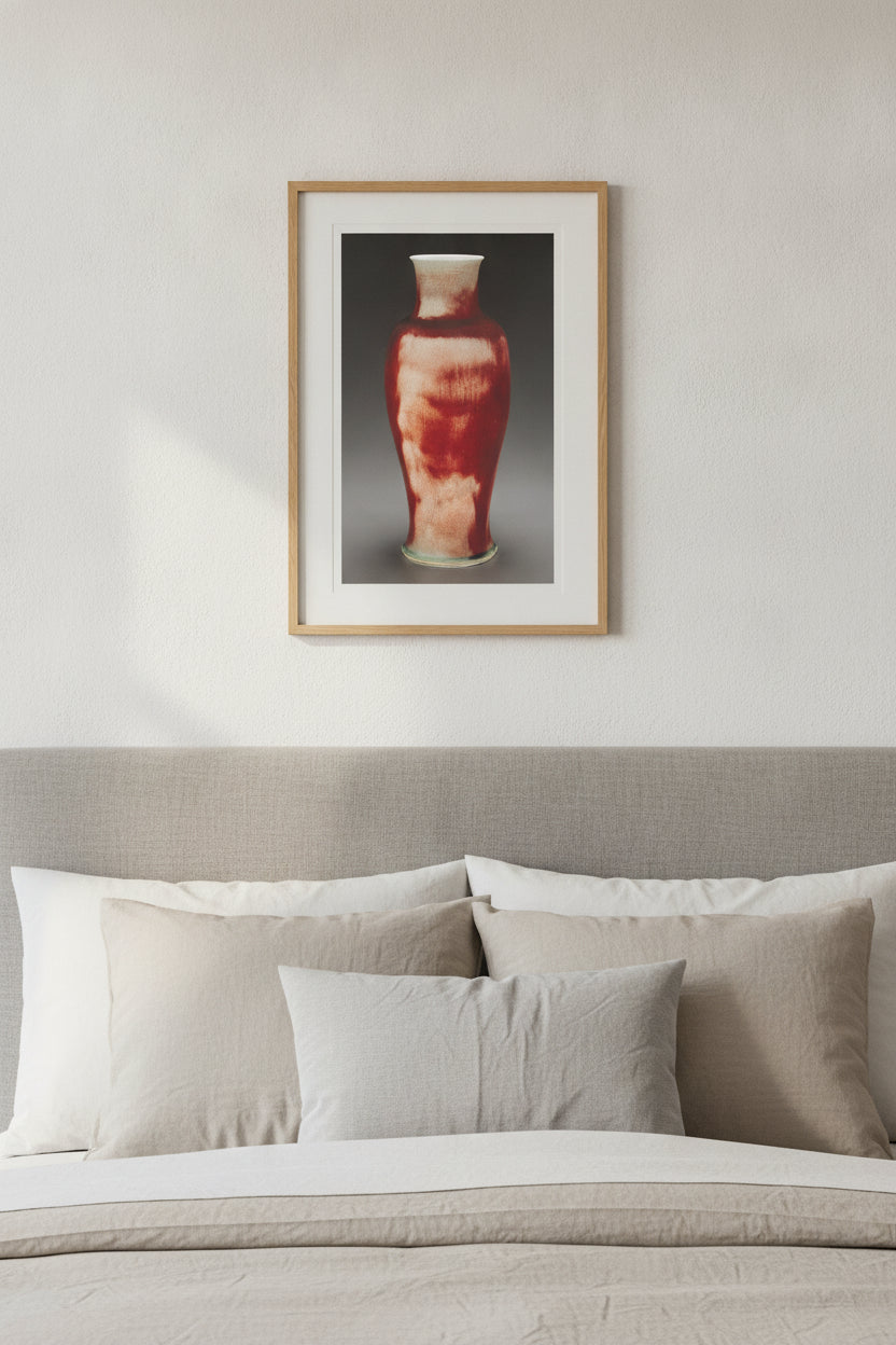 Vase, called "The Fire Cloud" — framed art in a styled interior