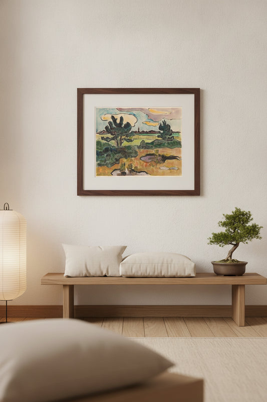 Autumn Landscape — framed art in a styled interior