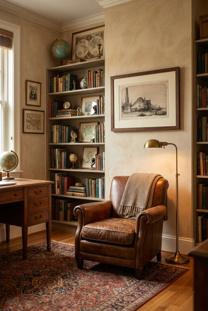 Landscape with an Obelisk — framed art in a styled interior