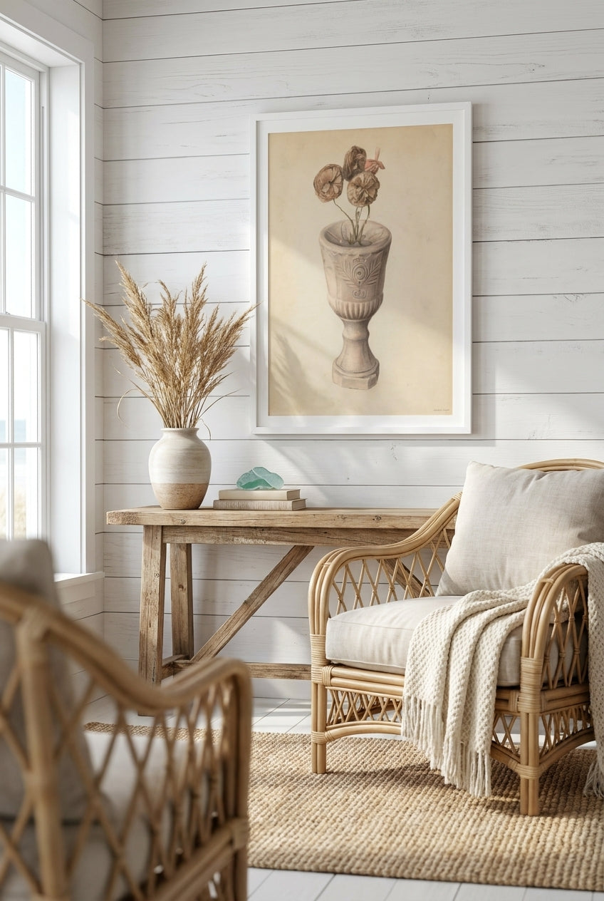 Chalice with Flowers — framed art in a styled interior