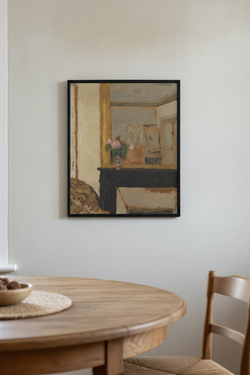 Vase of Flowers on a Mantelpiece — framed art in a styled interior