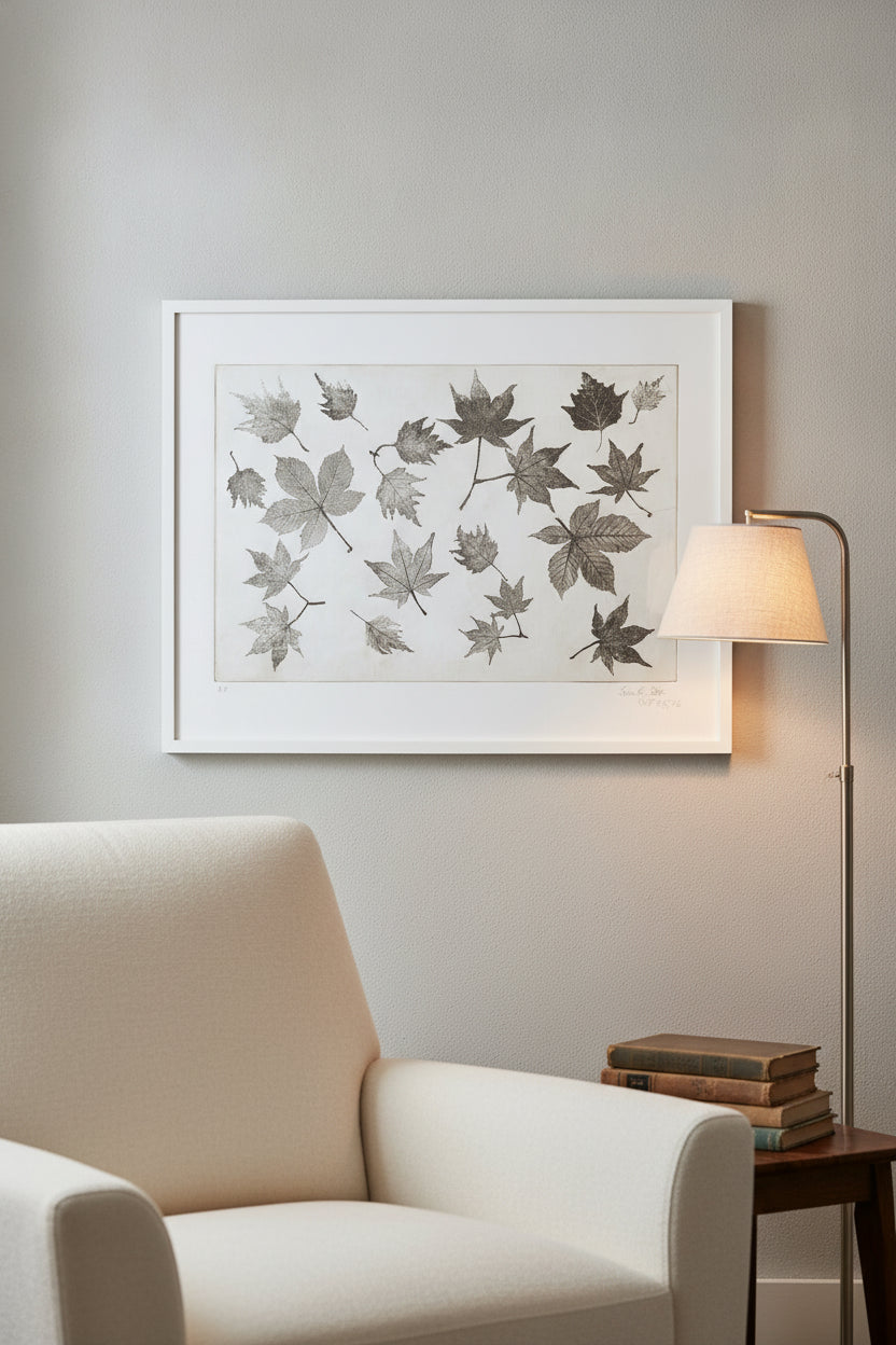 Leaves — framed art in a styled interior