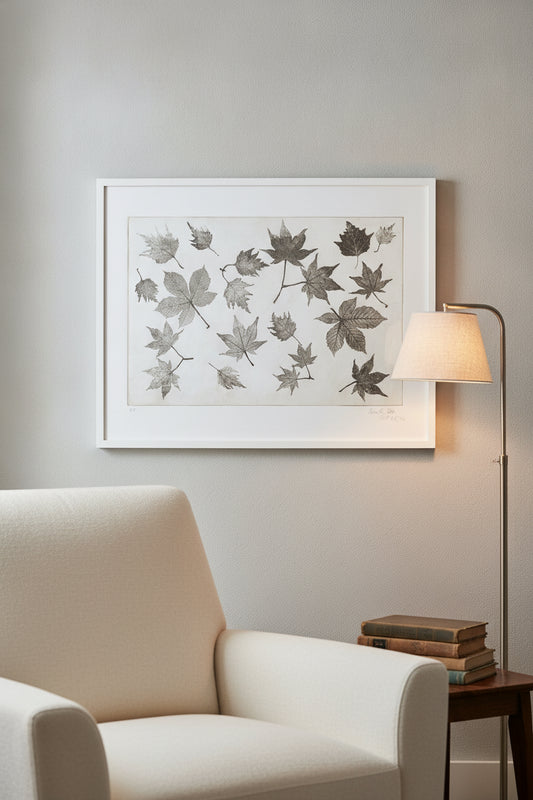 Leaves — framed art in a styled interior