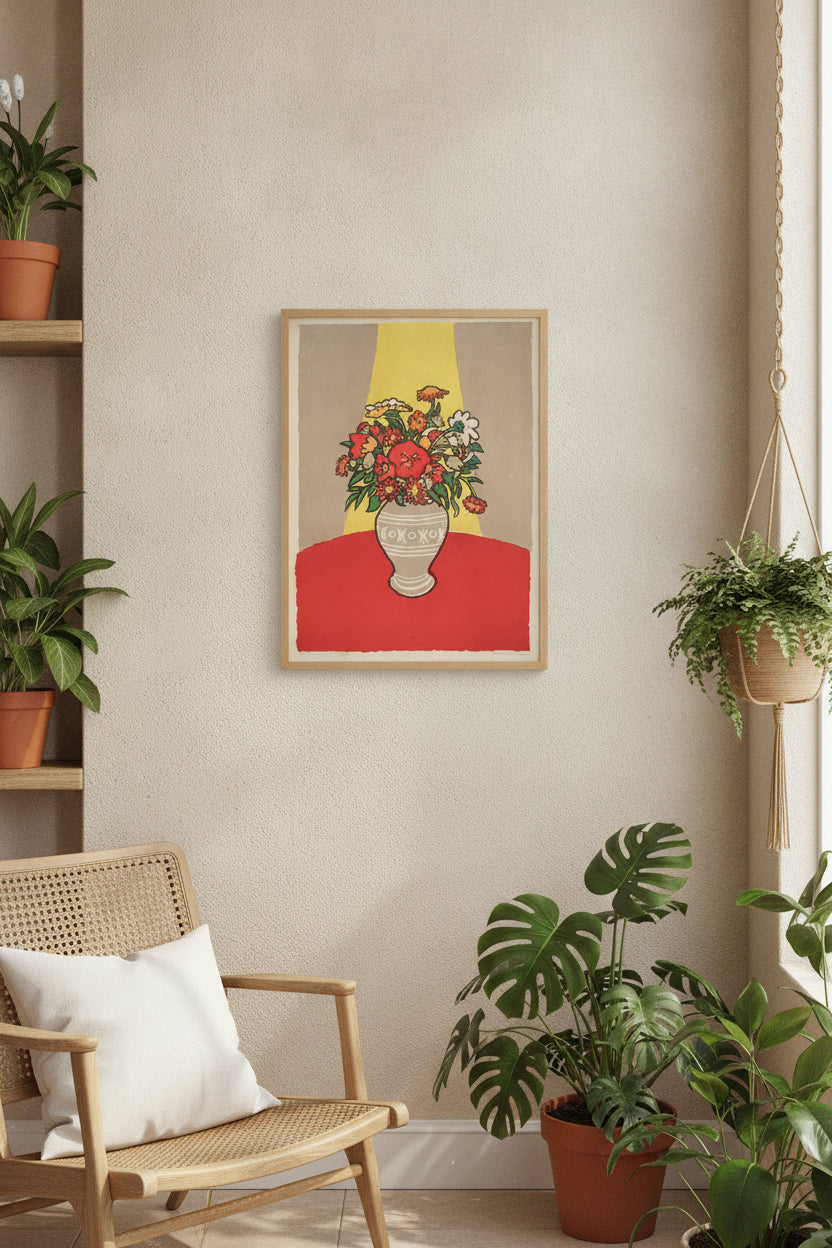 Flowers in a Vase — framed art in a styled interior