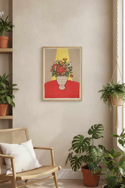 Flowers in a Vase — framed art in a styled interior